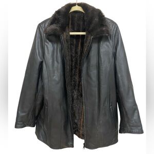 Bernardo Collection Alpaca Fur Lined Leather Jacket Size Medium